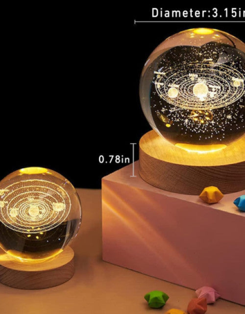 Crystal ball Crystal Planet Night Light Laser Engraved Solar System Globe Astronomy Birthday Gift Home Desktop Decoration